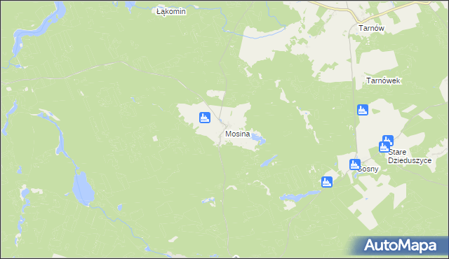 mapa Mosina gmina Witnica, Mosina gmina Witnica na mapie Targeo