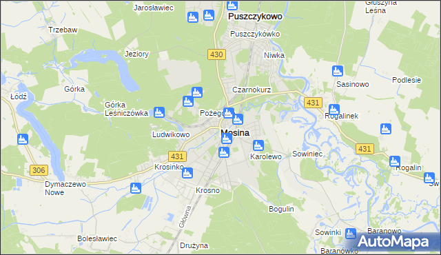 mapa Mosina powiat poznański, Mosina powiat poznański na mapie Targeo