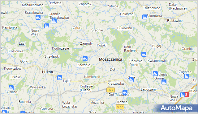 mapa Moszczenica powiat gorlicki, Moszczenica powiat gorlicki na mapie Targeo