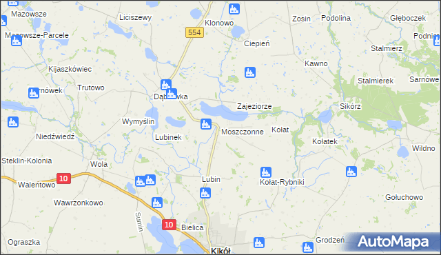 mapa Moszczonne, Moszczonne na mapie Targeo