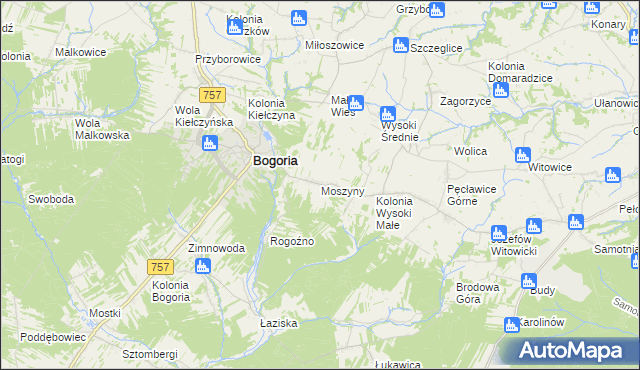 mapa Moszyny, Moszyny na mapie Targeo