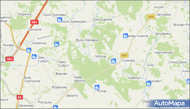 mapa Motyka, Motyka na mapie Targeo