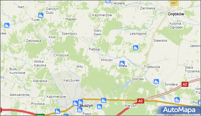 mapa Mroczki gmina Kałuszyn, Mroczki gmina Kałuszyn na mapie Targeo