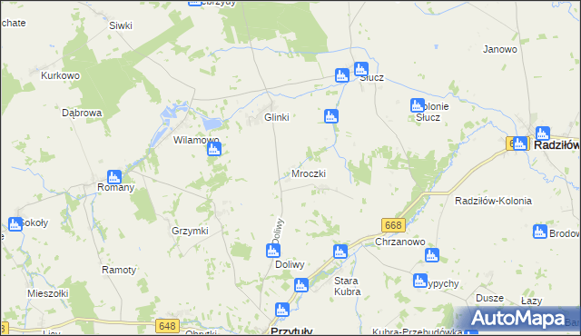 mapa Mroczki gmina Przytuły, Mroczki gmina Przytuły na mapie Targeo