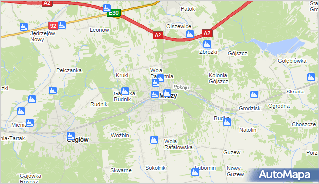 mapa Mrozy powiat miński, Mrozy powiat miński na mapie Targeo