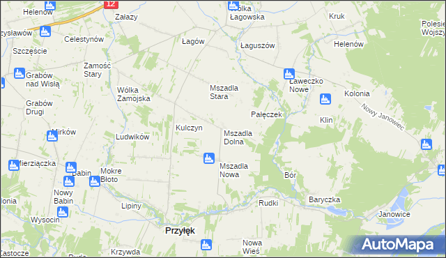 mapa Mszadla Dolna, Mszadla Dolna na mapie Targeo