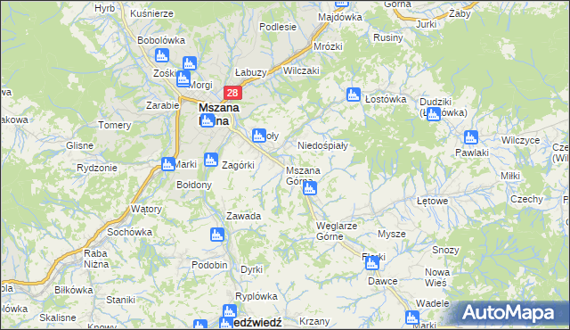 mapa Mszana Górna, Mszana Górna na mapie Targeo