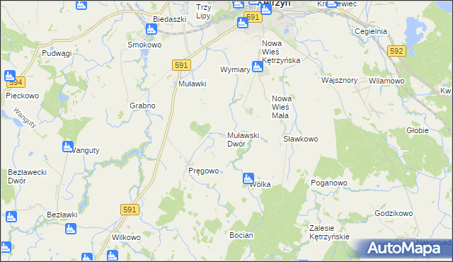 mapa Muławski Dwór, Muławski Dwór na mapie Targeo