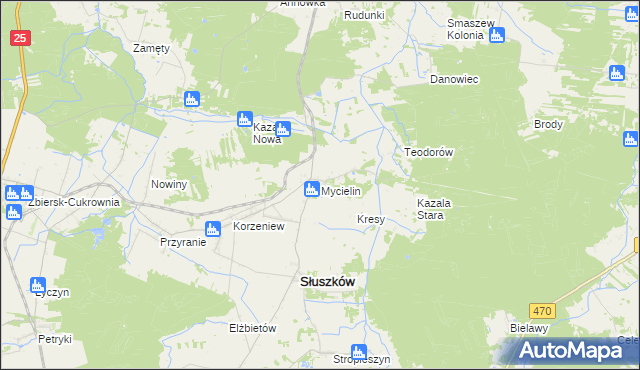 mapa Mycielin powiat kaliski, Mycielin powiat kaliski na mapie Targeo