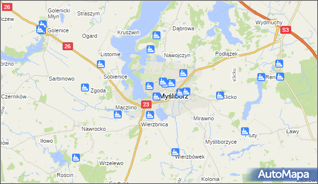 mapa Myślibórz, Myślibórz na mapie Targeo