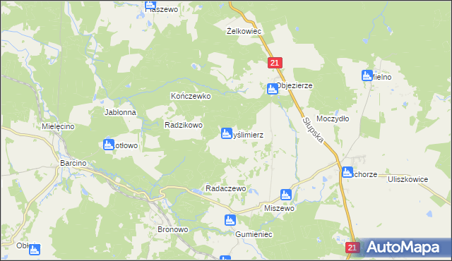 mapa Myślimierz, Myślimierz na mapie Targeo