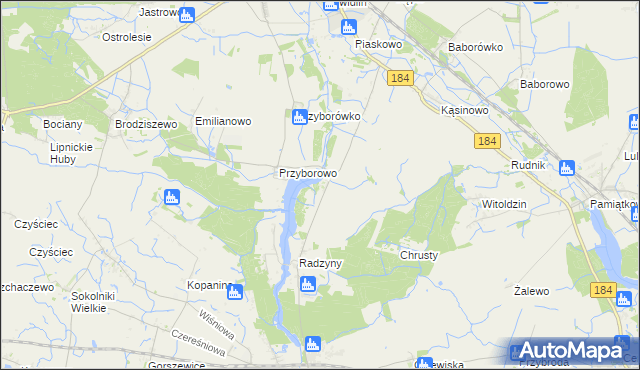 mapa Myszkowo gmina Szamotuły, Myszkowo gmina Szamotuły na mapie Targeo