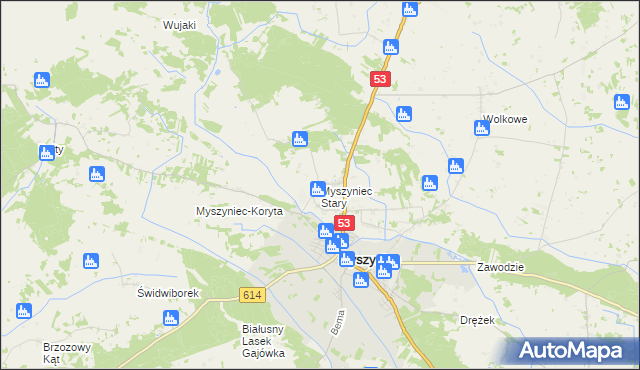 mapa Myszyniec Stary, Myszyniec Stary na mapie Targeo