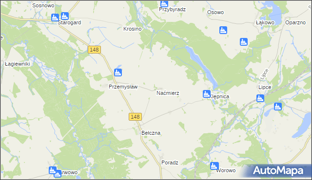 mapa Naćmierz, Naćmierz na mapie Targeo