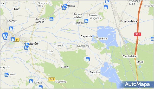 mapa Nadstawki, Nadstawki na mapie Targeo