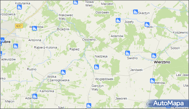 mapa Nadzieja gmina Wierzbno, Nadzieja gmina Wierzbno na mapie Targeo