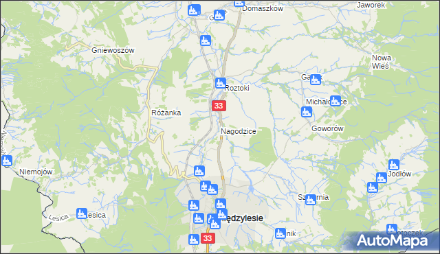 mapa Nagodzice, Nagodzice na mapie Targeo