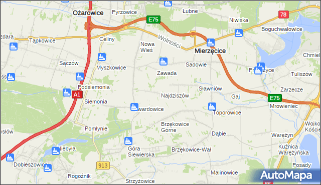 mapa Najdziszów, Najdziszów na mapie Targeo