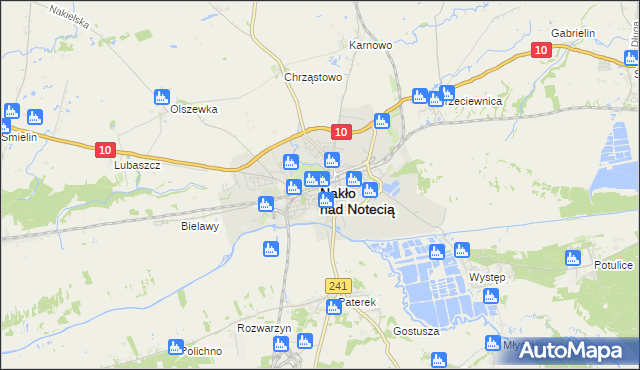 mapa Nakło nad Notecią, Nakło nad Notecią na mapie Targeo