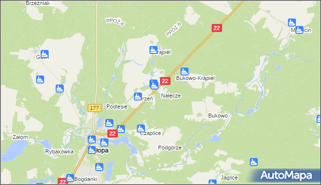 mapa Nałęcze, Nałęcze na mapie Targeo