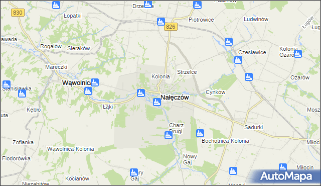 mapa Nałęczów powiat puławski, Nałęczów powiat puławski na mapie Targeo