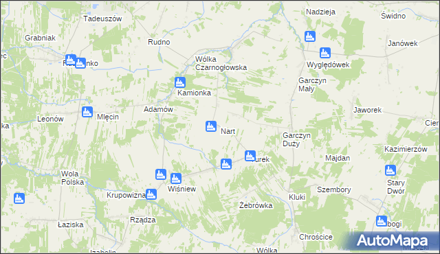 mapa Nart gmina Jakubów, Nart gmina Jakubów na mapie Targeo