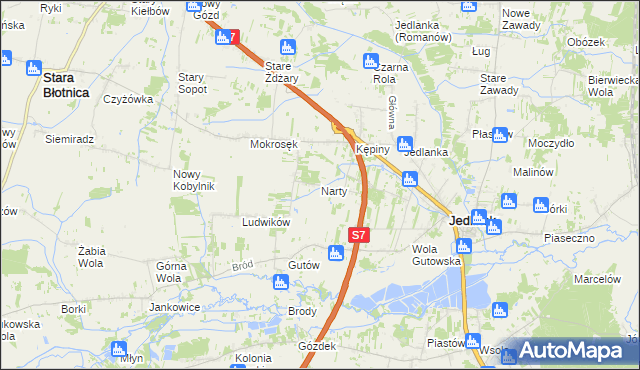 mapa Narty gmina Jedlińsk, Narty gmina Jedlińsk na mapie Targeo