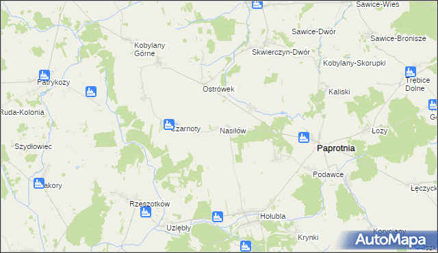mapa Nasiłów gmina Paprotnia, Nasiłów gmina Paprotnia na mapie Targeo