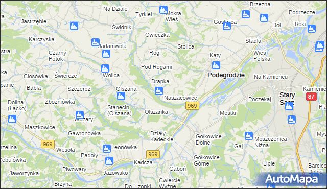 mapa Naszacowice, Naszacowice na mapie Targeo