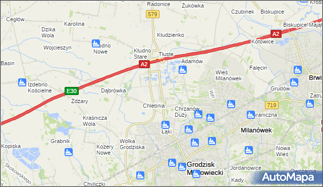 mapa Natolin gmina Grodzisk Mazowiecki, Natolin gmina Grodzisk Mazowiecki na mapie Targeo