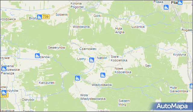 mapa Natolin gmina Osieck, Natolin gmina Osieck na mapie Targeo
