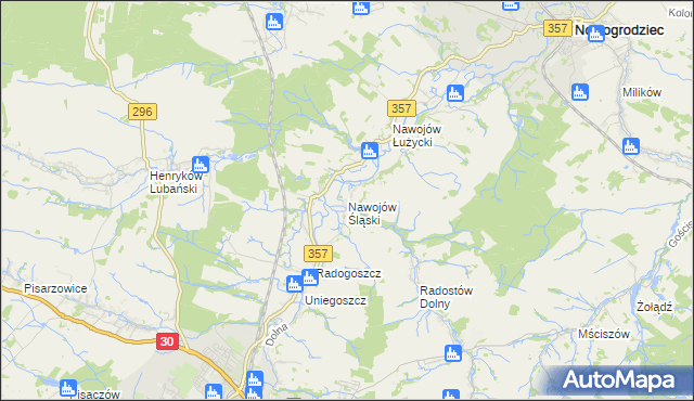 mapa Nawojów Śląski, Nawojów Śląski na mapie Targeo