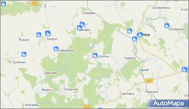 mapa Niczonów, Niczonów na mapie Targeo