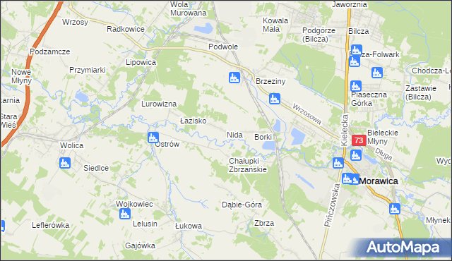 mapa Nida gmina Morawica, Nida gmina Morawica na mapie Targeo