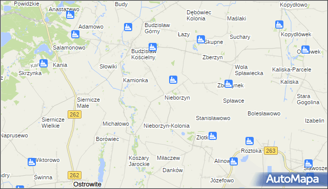 mapa Nieborzyn gmina Kleczew, Nieborzyn gmina Kleczew na mapie Targeo