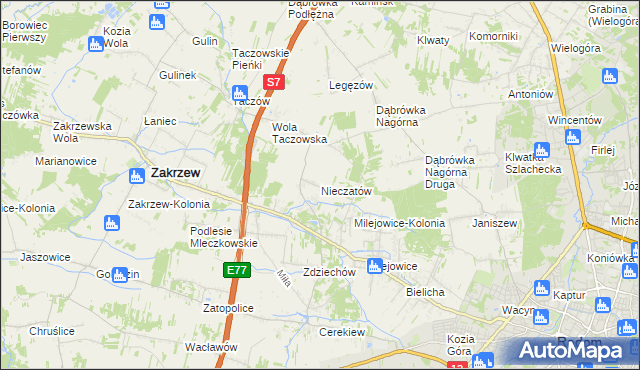mapa Nieczatów, Nieczatów na mapie Targeo