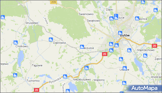 mapa Nieczulice gmina Bytów, Nieczulice gmina Bytów na mapie Targeo