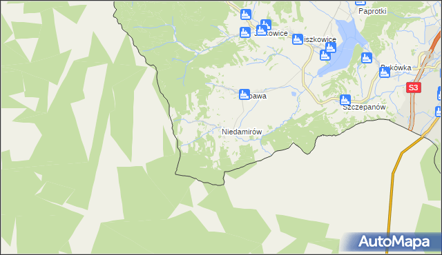 mapa Niedamirów, Niedamirów na mapie Targeo