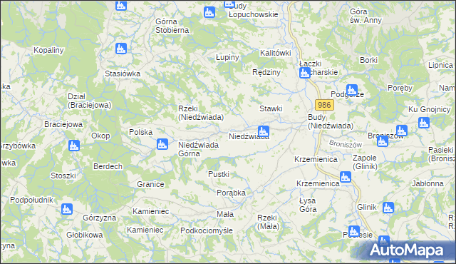 mapa Niedźwiada gmina Ropczyce, Niedźwiada gmina Ropczyce na mapie Targeo