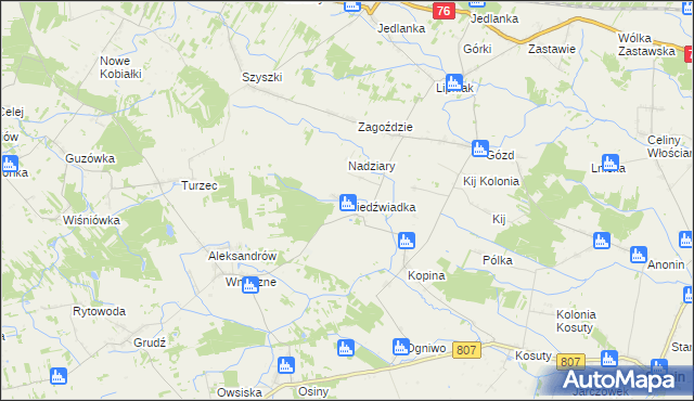 mapa Niedźwiadka, Niedźwiadka na mapie Targeo