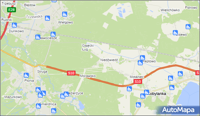 mapa Niedźwiedź gmina Kobylanka, Niedźwiedź gmina Kobylanka na mapie Targeo