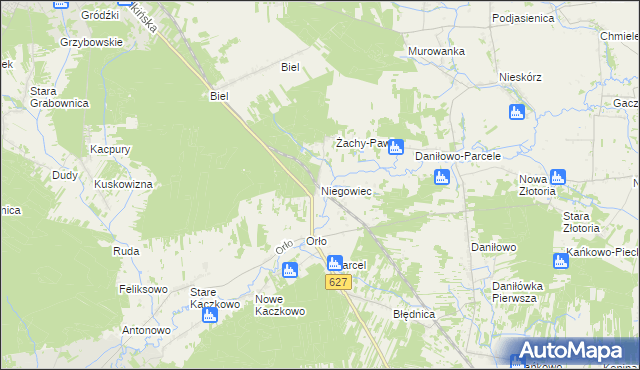 mapa Niegowiec, Niegowiec na mapie Targeo