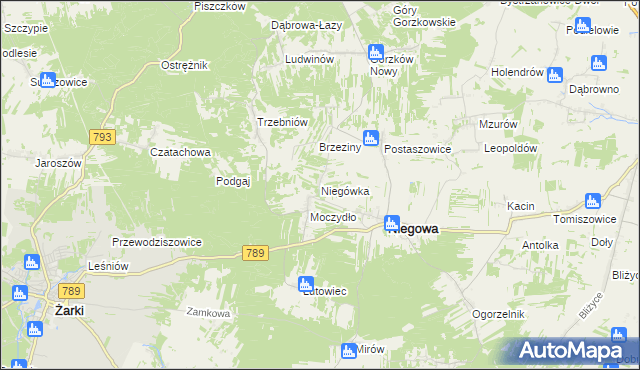 mapa Niegówka, Niegówka na mapie Targeo