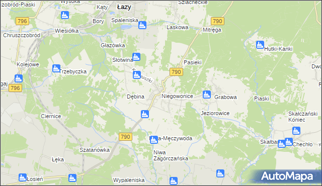 mapa Niegowonice, Niegowonice na mapie Targeo