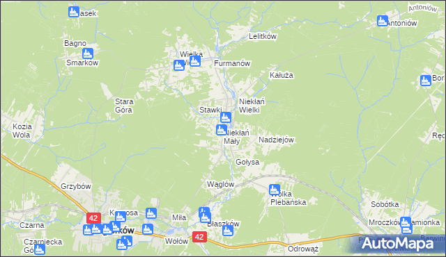 mapa Niekłań Mały, Niekłań Mały na mapie Targeo