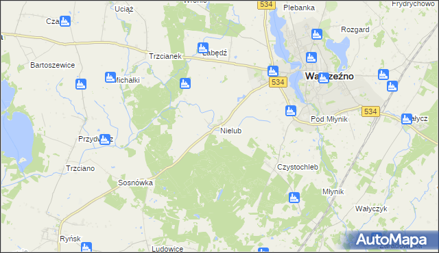 mapa Nielub, Nielub na mapie Targeo