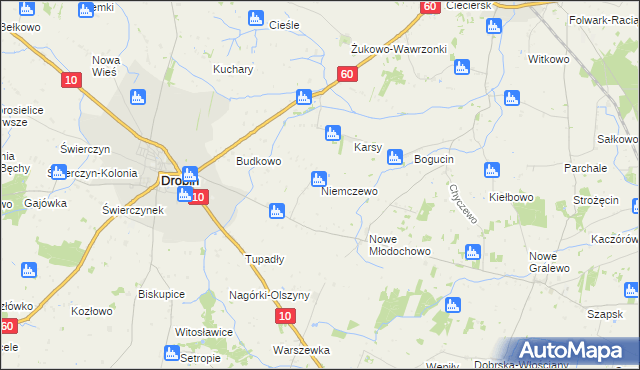 mapa Niemczewo gmina Drobin, Niemczewo gmina Drobin na mapie Targeo