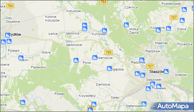 mapa Niemścice, Niemścice na mapie Targeo