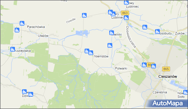 mapa Niemstów gmina Cieszanów, Niemstów gmina Cieszanów na mapie Targeo