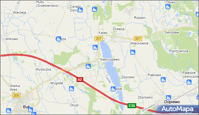 mapa Niepruszewo, Niepruszewo na mapie Targeo